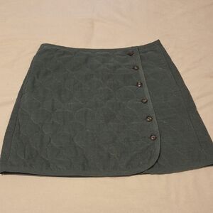 Madewell Quilted Button-Up Skirt - Forest Green